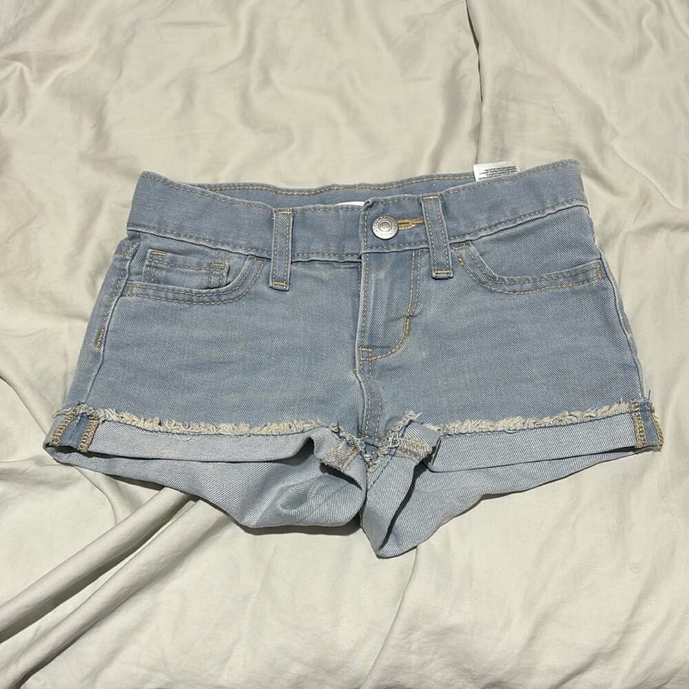 Old navy 6 light blue denim cuffed hemline jean shorts euc adjustable waist